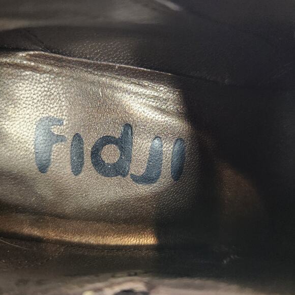 Fidji Women's Brown Leather Block Heel Booties Shoes Size 38 / 7.5 - Picture 7 of 8